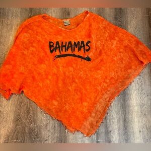 In Gear, Vintage Bahamas Orange Resort Wear Sheer Poncho/ Kaftan OS